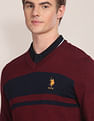 U.S. Polo Assn. V-Neck Horizontal Stripe Sweater