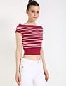 Tommy Hilfiger Slim-Fit Cotton Boat Neck Crop Top